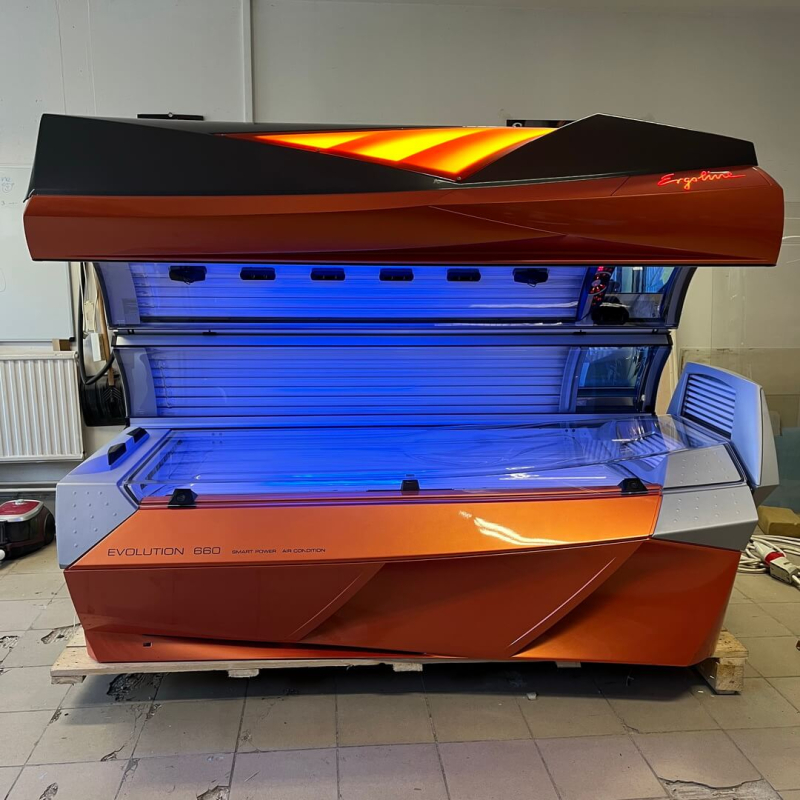 Ergoline Evolution 660 fekvő szolárium antracit - orange - Szolárium Szerviz Kft. ASR® Automata Szolárium Rendszer